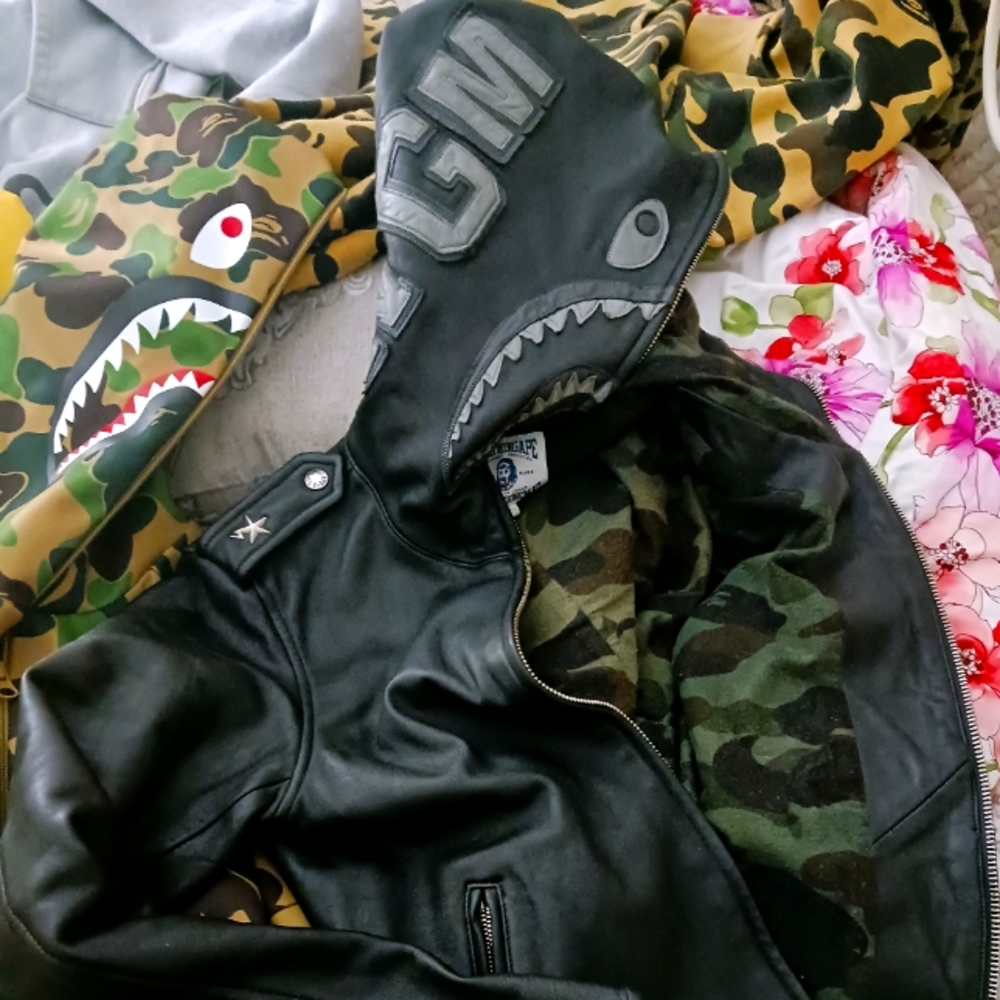 🔥BAPE LEATHER RIDER SHARK JACKET MUST SELL- RETAIL $1500